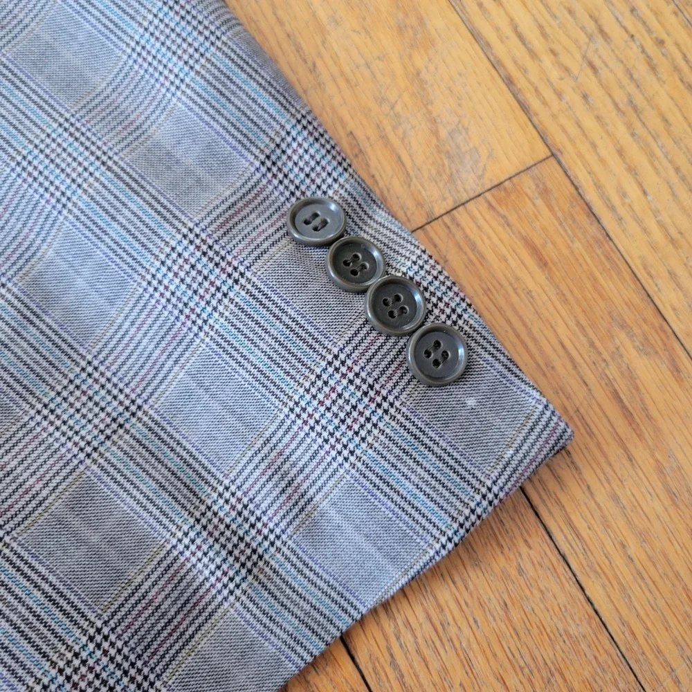 Paul Fredrick 39S Wool Suit Gray Glen‎ Plaid 2 Pc Suit Blazer Pants Preppy Twee